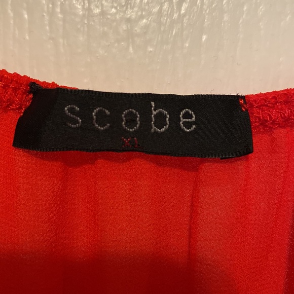 RED DRAPED DRESS - Picture 7 of 8